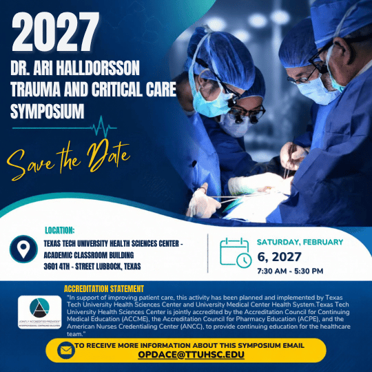 Dr. Ari Halldorrson Trauma and Critical Care Symposium- FY2027 Banner